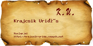 Krajcsik Uriás névjegykártya